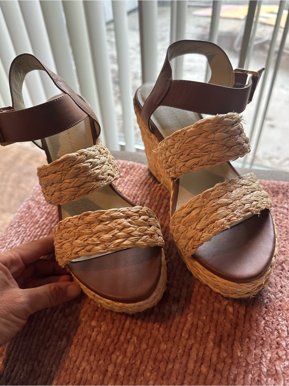 Woven Espadrille Platform Wedge Sandals - Tan